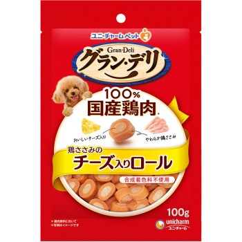 그랑 드리 오늘의 간식 안심 치즈 함유 롤 100g 유니참 펫케어
