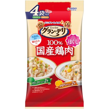 그랜 델리 닭가슴살 파우치 분해 성견용 브로콜리×호박 80g×4P 유니참 펫케어
