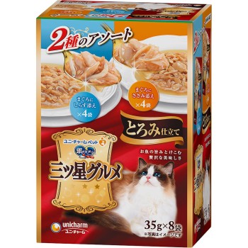 삼스타 그루메 파우치 걸쭉함 참치 실치&참치 안심 35g 8P 유니참 펫케어