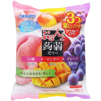 뿌룬토 곤약 젤리 백도+망고+그레이프 20g×24개 오리히로 플란듀