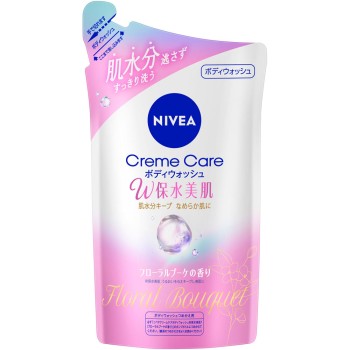 니베아 크림 케어 바디 워시 W보수 미피부 플로럴 부케 향 리필 350ML 카오