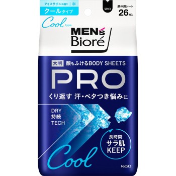 맨즈비오레 얼굴닦기만 해도 되는 바디 시트PRO 쿨타입 아이스사봉 향 26매 카오