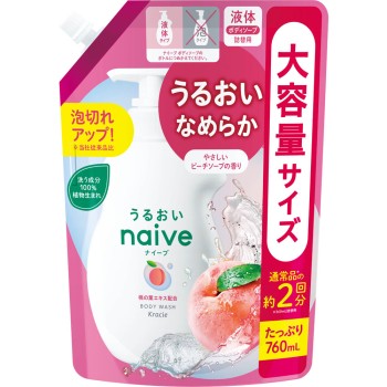 나이브 바디솝 (복숭아잎 추출물 함유) 리필 2회분 760ml 크라시에 홈 프로덕츠