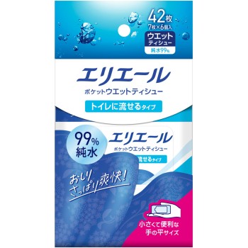 엘리에르 포켓 웨트 화장실에 흘려보낼 수 있는 타입 7매×6P 다이오제지