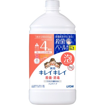 키레이키레이 거품 핸드소프 과일 리필 특대 800ml 라이온