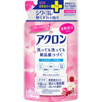 아크론 고급 의류 세제 플로럴 부케 향 리필 380ml 라이온