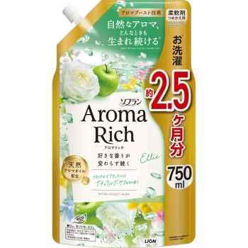 소프란 아로마 리치 엘리 유연제 리필 내추럴 부케 아로마 향 750ml 라이온