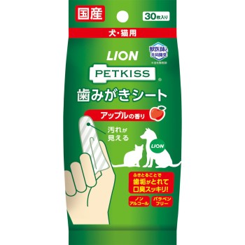 PETKISS 닦기만 하는 칫솔질 시트 사과 향 30매 라이온상사