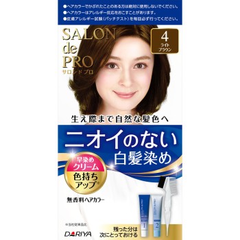 살롱드프로 무향료 헤어컬러 빨리드는크림(흰머리용) 4 라이트브라운 40g+40g 다리야