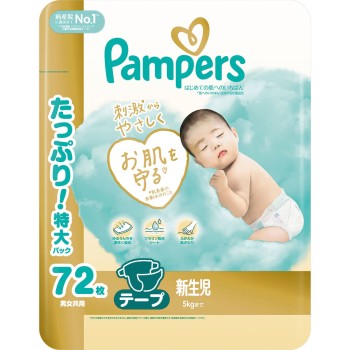 팬퍼스 처음 피부에 가장 좋은 테이프 울트라 점보 신생아 72매 P&G재팬