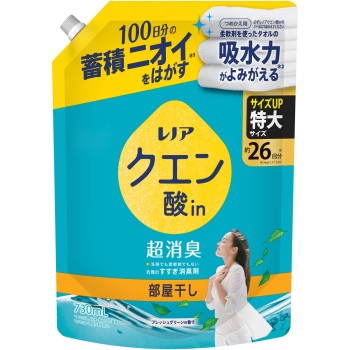 레노아 구연산인 초소취 실내건조 프레쉬그린 향 리필 특대사이즈 730ml P&G재팬