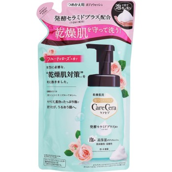 케어세라 거품 고보습 바디워시 프루티로즈향 리필용 385ml 로토제약